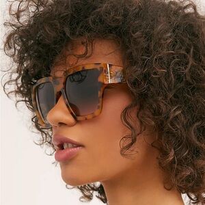 Free People Holiday In The Sun Square Sunglasses Tortoise Shell